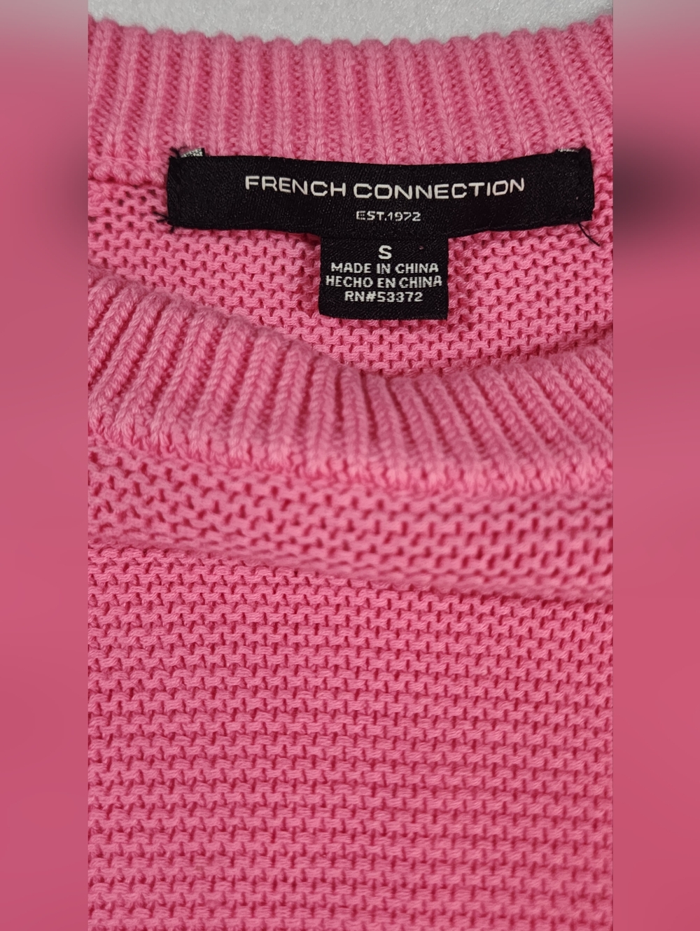FRENCH CONNECTION Lilly Mozart Cropped Sweater Pink Crewneck Women's Sweater - Picture 4 of 9